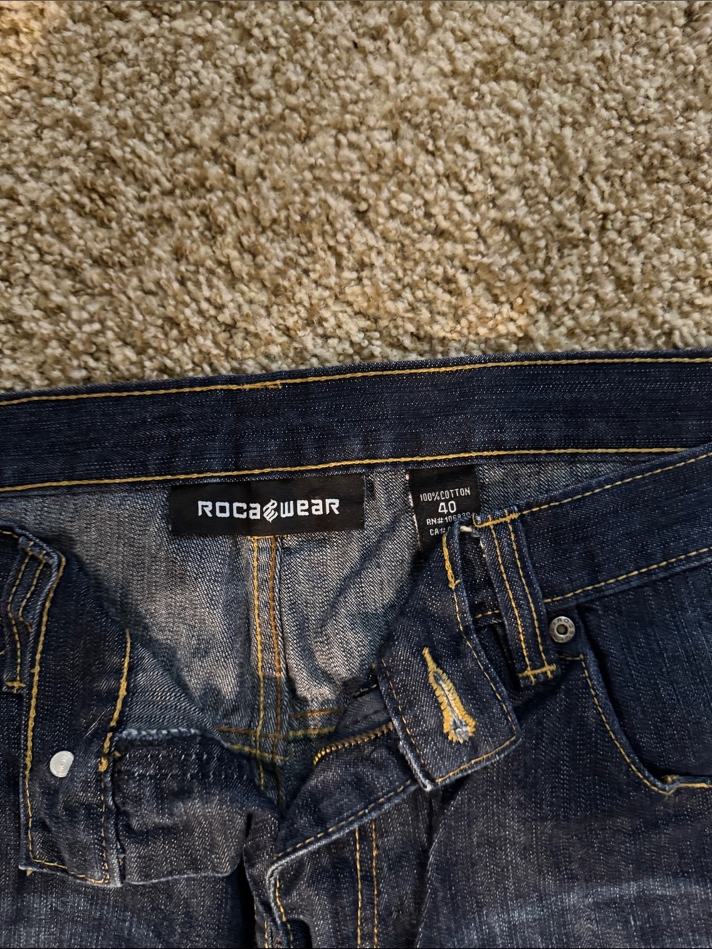 Rocawear Dark Blue Denim Shorts with Contrast Stitching - Picture 3 of 6